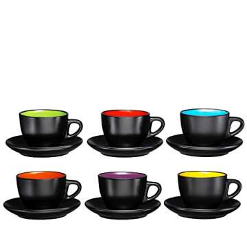 Bruntmor 6 Oz Cappuccino Coffee Mug Set of 6 Stylish Cups