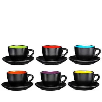 Bruntmor 6 Oz Cappuccino Coffee Mug Set of 6 Stylish Cups