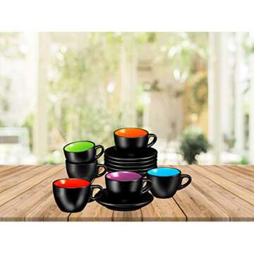 Bruntmor 6 Oz Cappuccino Coffee Mug Set of 6 Stylish Cups
