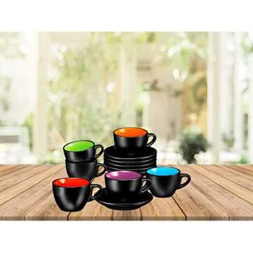 Bruntmor 6 Oz Cappuccino Coffee Mug Set of 6 Stylish Cups