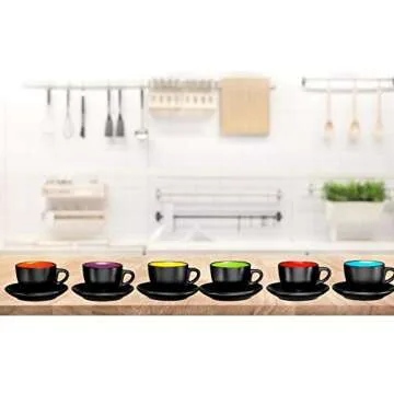 Bruntmor 6 Oz Cappuccino Coffee Mug Set of 6 Stylish Cups