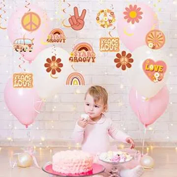 51 Pcs Hippie Party Hanging Swirl Decorations for Groovy Events