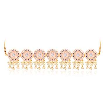 Aheli Indian Traditional Bollywood Pink Handcrafted Meenakari Enamel Choker Necklace with Earrings Set Gift for Women
