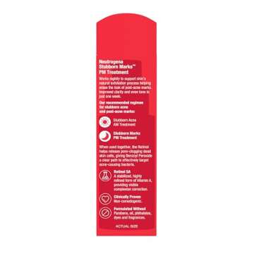Neutrogena Retinol SA, Stubborn Marks PM Treatment, Face-Exfoliating Treatment to Help Reverse the Look of Post-Acne Marks & Uneven Skin Tone, Non-Comedogenic, PM Treatment, unscented, 1.0 Fl Oz