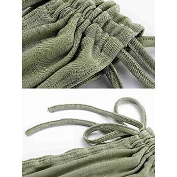 DRESBE Women's Two Piece Outfit Drawstring Crop Top and Skirt Set Off Shoulder Crop Tops Bodycon Mini Skirts High Waist Short Skirt Sexy Clubwear (Green L)