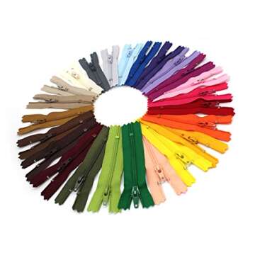YKK 22 Inch ~ Assortment of Colors (25 Zippers) For Apparel, Bags, Sewing & Craft Projects+ Piece of...