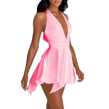 Elegant LuFeng Women's Satin Cocktail Mini Dress