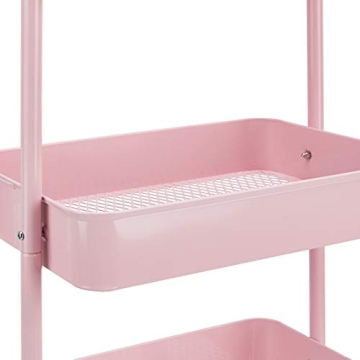 Amazon Basics 3-Tier Dusty Pink Rolling Utility Cart