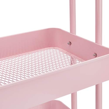 Amazon Basics 3-Tier Dusty Pink Rolling Utility Cart
