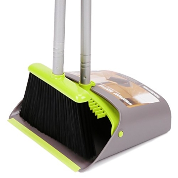 TreeLen Broom & Dustpan Set - Adjustable Long Handle for Effortless Cleaning