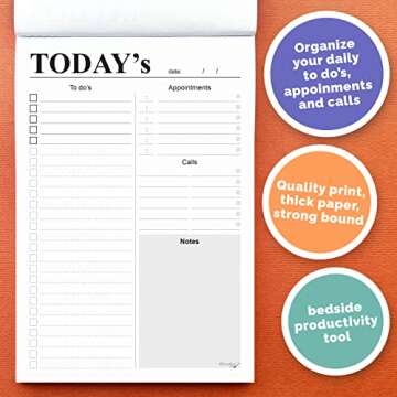 Hadigu To Do List Notepad (9"X6") Today's Daily Planner Notepad, To Do List Notebook, Work Planner, Task Planner, Things To Do Daily Notepad, Daily Organizer for To Do's Appointments Calls Notes