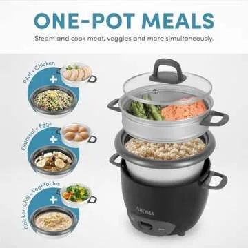 Compact Aroma Rice Cooker and Steamer for Perfect Cooking