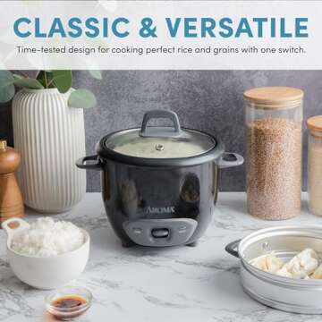 Aroma Housewares 6-Cup (Cooked) Pot-Style Rice Cooker and Food Steamer, Black ARC-743-1NGB