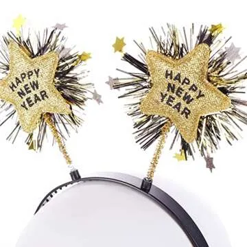 AVMBC Happy New Year Headband Tiara 2025 New Year Eve Hair Hoop Headdress Hair Accessories Holiday P...