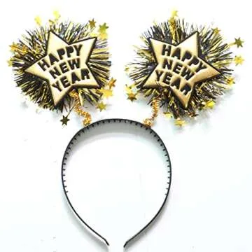 AVMBC Happy New Year Headband Tiara 2025 New Year Eve Hair Hoop Headdress Hair Accessories Holiday Party Supplies Favors