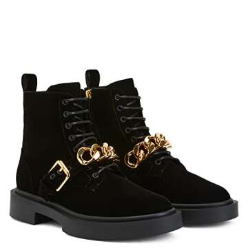 Giuseppe Zanotti, Adric Velvet Lace-Up Biker Boots