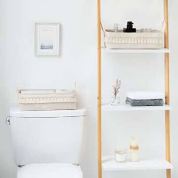 Mkono 2 Pack Storage Baskets for Bathroom Closet Shelf Boho Decor Small Storage Bins with Tassels Cu...