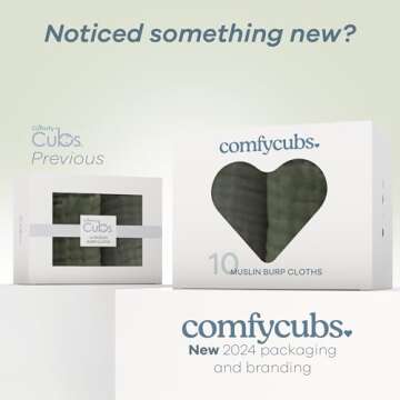 Comfy Cubs Muslin Burp Cloths Set for New Parents