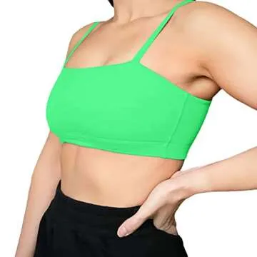 Aoxjox Women's Workout Bandeau Sports Bras Training Fitness Running Yoga Crop Tank Top (Spring Bouquet Green, Small)