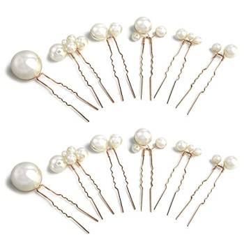 Sppry Wedding Pearl Hair Pins (12PCS) - U Shaped Hair Accessories for Bridal Women (Gold)