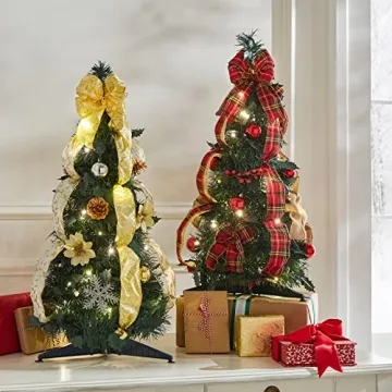 BrylaneHome 2' Pre-Lit Tabletop Christmas Tree Decor