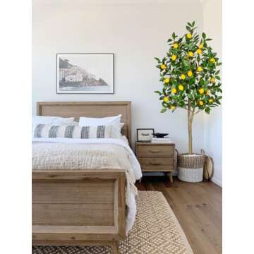 Artificial Lemon Tree 5ft Fake Lemon Plant in Pot Large Fake Floor Plants Faux Trees Indoor Lemon Decorations for Home Living Room Office
