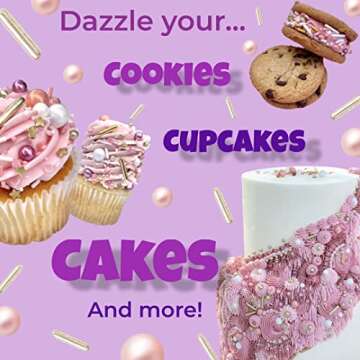 Manvscakes, pink sprinkles, valentines, cake sprinkles, gold sprinkles, cookies, chocolate, fondant, princess topping, ice cream, edible, dessert decoration (Rose)