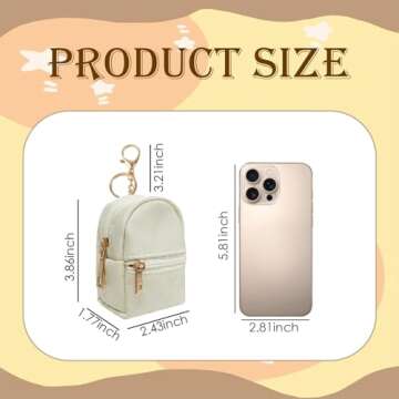 LYDZTION 3Pcs Mini Backpack Cute Cosmetic Bag for Women,PU Leather Makeup Bag Key Pocket Lipstick Bag Card Holder Data Cable Organizer Zipper Pouch,Black Beige Pink