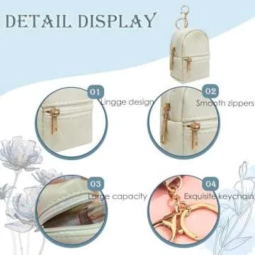 LYDZTION 3Pcs Mini Backpack Cute Cosmetic Bag for Women,PU Leather Makeup Bag Key Pocket Lipstick Bag Card Holder Data Cable Organizer Zipper Pouch,Black Beige Pink