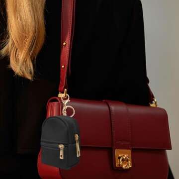 LYDZTION 3Pcs Mini Backpack Cute Cosmetic Bag for Women,PU Leather Makeup Bag Key Pocket Lipstick Bag Card Holder Data Cable Organizer Zipper Pouch,Black Beige Pink