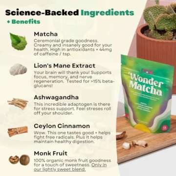 Pow Wonder Matcha | Organic Ceremonial Matcha w/Adaptogens, Mushrooms, Lion's Mane Mushroom and Ashw...