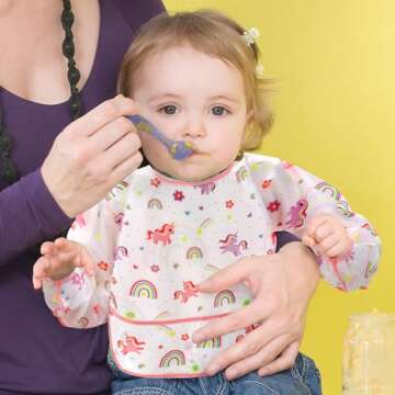 Accmor 4 Pack Long Sleeve Baby Bibs, Waterproof Sleeved Bib Smock for Baby Toddler 6-24 Months