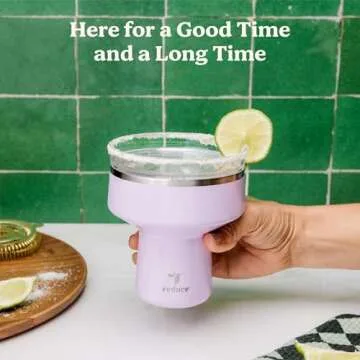 REDUCE Saltini 16 oz Cocktail Tumbler - Insulated Margarita Tumbler with Lid - Keeps Drinks Cold for 10 Hours - 360 Sippable Martini Glass Alternative - Shatterproof, Perfect for Parties - Pineapple