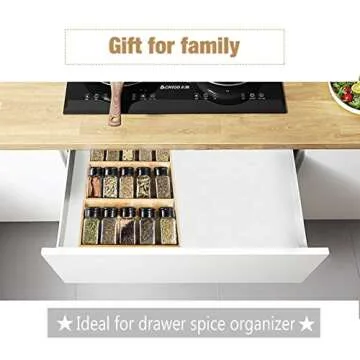 Sansnow 3-Tier Bamboo Drawer Spice Rack Wooden Kitchen Cabinet Spice Organizer Spice Jar Holder, Medicine/Health Care/Vitamin Bottles Storage Rack, 1 Pack