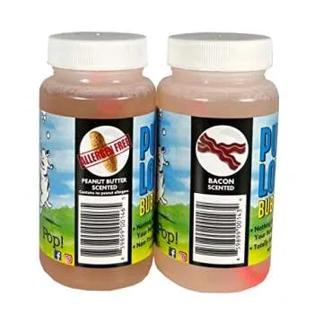 Puppy Love Bubbles, Peanut Butter & Bacon Scented Bubbles 4oz. Bottle-2 Pack Combo (1 Peanut Butter/...