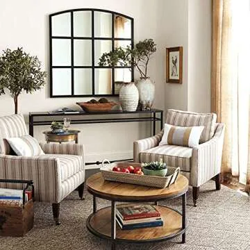 GIFTTROVE 36 Inch Arched Window Mirror, Matte Black Metal Frame Decorative Mirror, Grid Wall Mirror for Living Room, Bedroom, Entryway