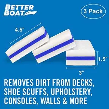 3PK Premium Boat Scuff Erasers, Boating Accessories for Cleaning, Gift for Pontoon, Fishing, Jon Boats, Decks, Vinyl and Hull Cleaner, Gadgets for Men and Women