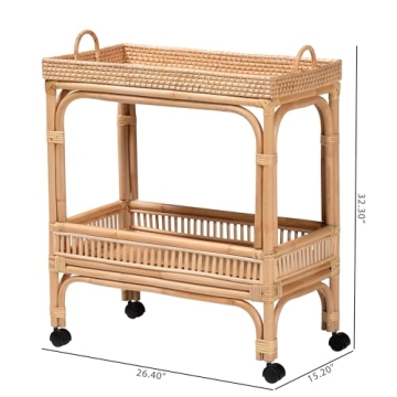 Stylish Bali & Pari Lombok Rattan Wine Cart, 2-Tier