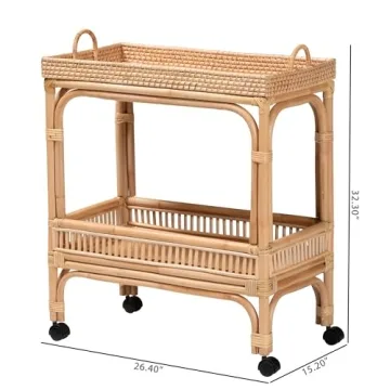Stylish Bali & Pari Lombok Rattan Wine Cart, 2-Tier