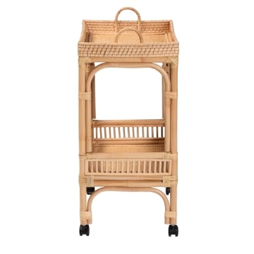 Stylish Bali & Pari Lombok Rattan Wine Cart, 2-Tier