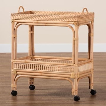 Stylish Bali & Pari Lombok Rattan Wine Cart, 2-Tier