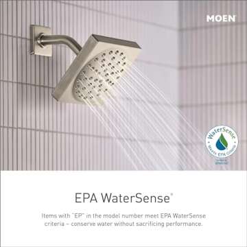 Moen Genta LX Brushed Nickel Pressure Balancing Eco-Performance Modern Shower Trim Including Showerhead, Shower Handle, and Tub Spout (Posi-Temp Valve Required), T2473EPBN