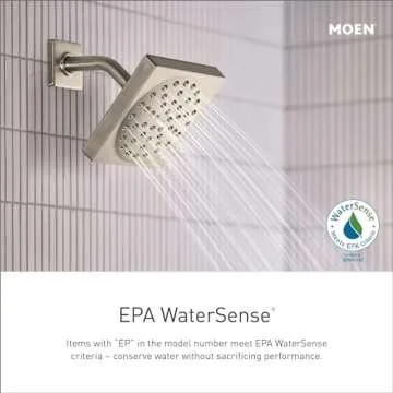 Moen Genta LX Brushed Nickel Pressure Balancing Eco-Performance Modern Shower Trim Including Showerhead, Shower Handle, and Tub Spout (Posi-Temp Valve Required), T2473EPBN
