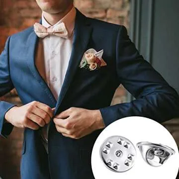 Brass Clutch Badge Insignia Clutches Pin Backs Replacement (Silver, 50 Pieces)