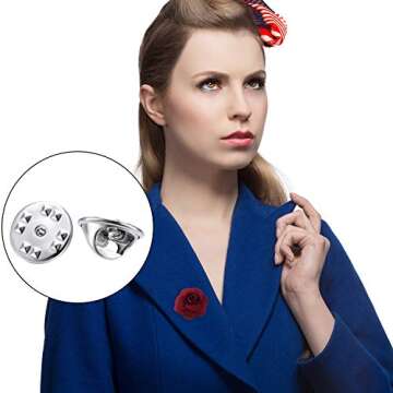 Brass Clutch Badge Insignia Clutches Pin Backs Replacement (Silver, 50 Pieces)