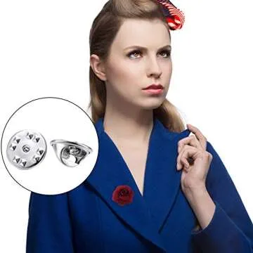 Brass Clutch Badge Insignia Clutches Pin Backs Replacement (Silver, 50 Pieces)