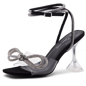Shoe Land SL-NAOMI Women's Double Bowknots Clear Sandals - Chic Stiletto Heels