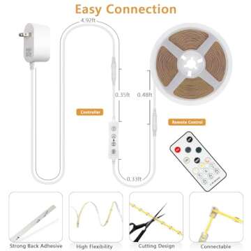 Dimmable COB LED Strip Light 3000K - 32.8ft Warm White Lighting
