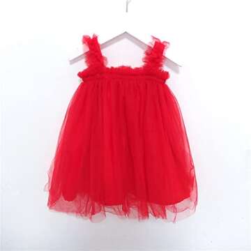 Baby Girl Tulle Tutu Dress Toddler Girls Birthday Party Dress Princess Outfit Little Girl Tulle Skirt (18M, 005 Red)