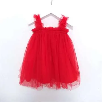 Baby Girl Tulle Tutu Dress Toddler Girls Birthday Party Dress Princess Outfit Little Girl Tulle Skirt (18M, 005 Red)